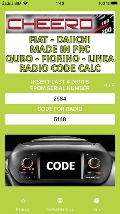 RADIO CODE for FIAT DAIICHI Schermata dell'app #1