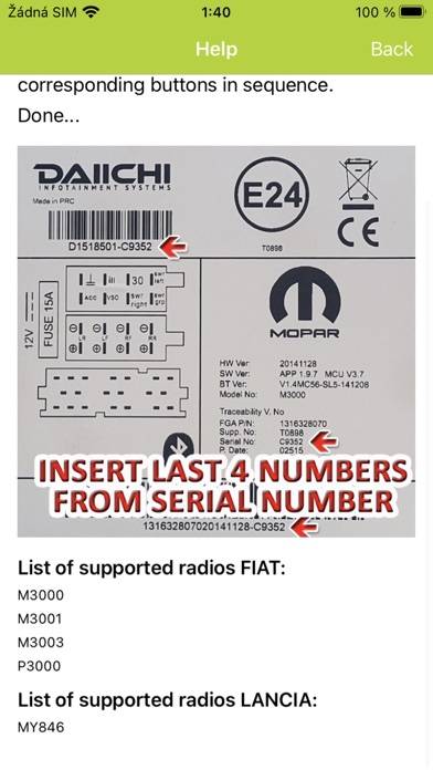 RADIO CODE for FIAT DAIICHI Capture d'écran de l'application #3