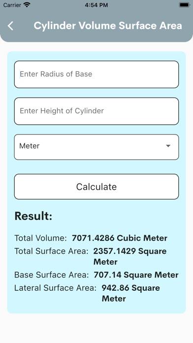 Area & volume calculators App screenshot #2