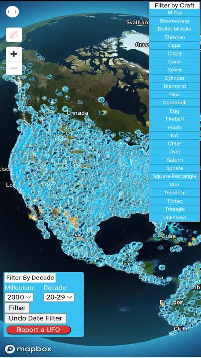 MUFON UFO Sightings Map screenshot