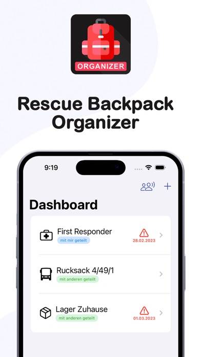 Rescue Backpack Organizer App screenshot #1
