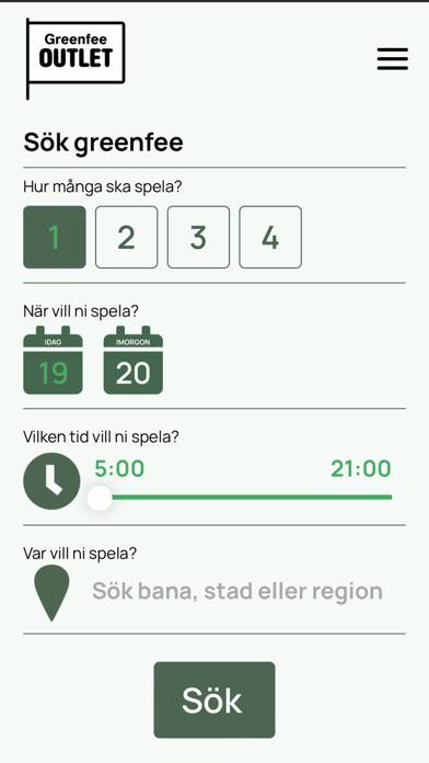 Greenfee Outlet App skärmdump