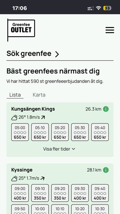 Greenfee Outlet App skärmdump