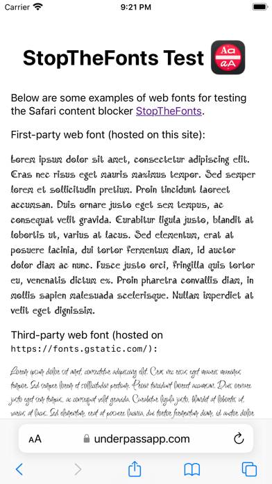 StopTheFonts Schermata dell'app