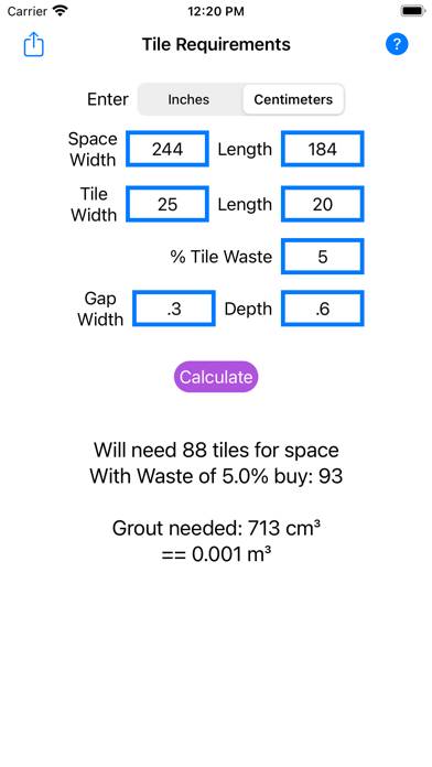 Tile & Grout Calculator App-Screenshot