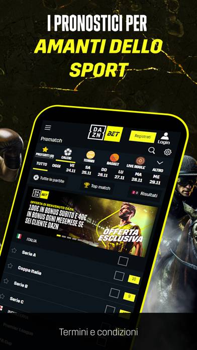 Dazn Bet Scommesse Sport Schermata dell'app