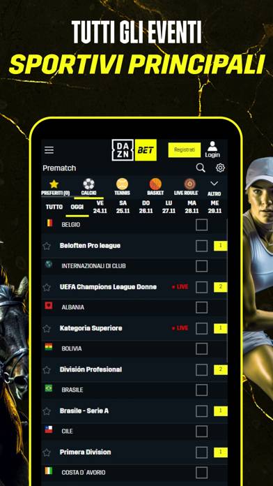 Dazn Bet Scommesse Sport Schermata dell'app