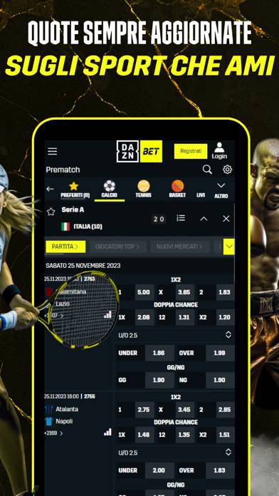 Dazn Bet Scommesse Sport Schermata dell'app