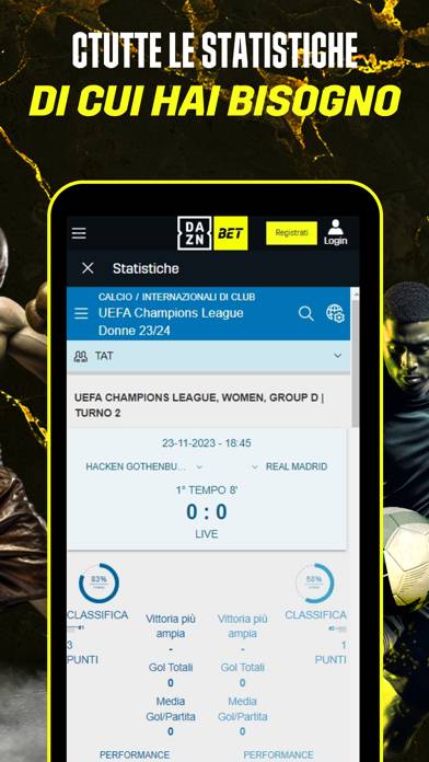 Dazn Bet Scommesse Sport Schermata dell'app