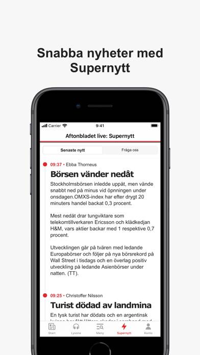 Aftonbladet Nyheter App skärmdump