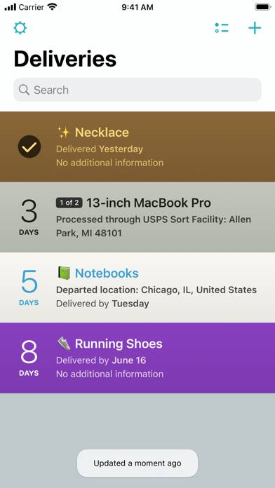 Deliveries: a package tracker Schermata dell'app #1