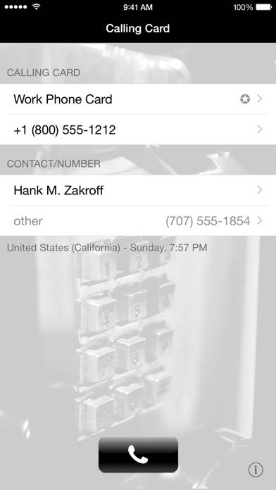 Calling Card App screenshot #1