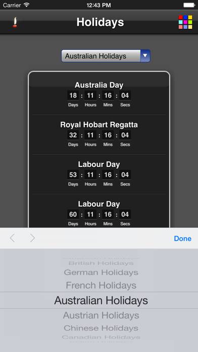 Holidays Countdown App screenshot