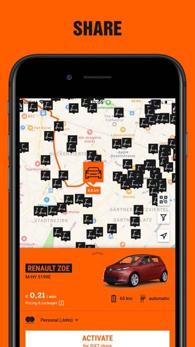 SIXT rent, share, ride & plus Uygulama ekran görüntüsü #3