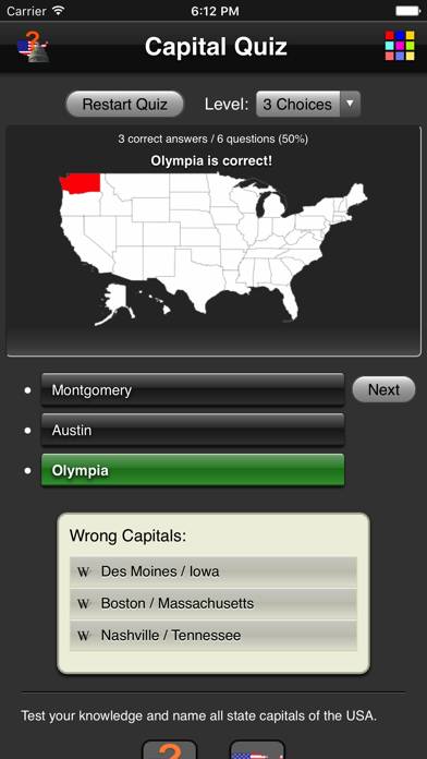 Capital Quiz Captura de pantalla de la aplicación #3