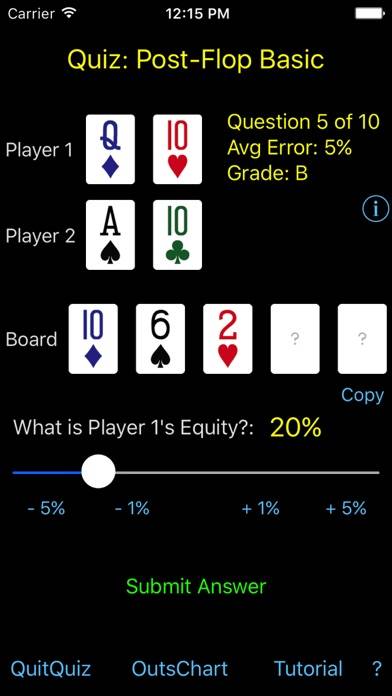 Hold'em Odds Quizzer Скриншот приложения #2