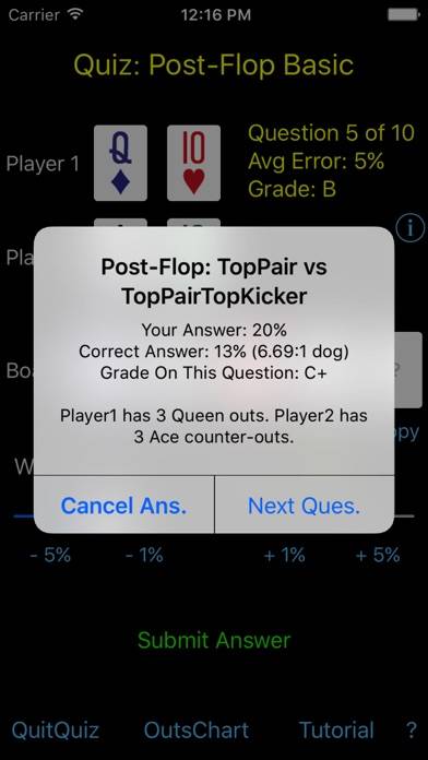 Hold'em Odds Quizzer App screenshot #3