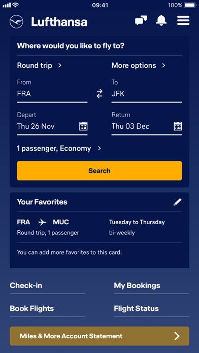 Lufthansa Schermata dell'app #1