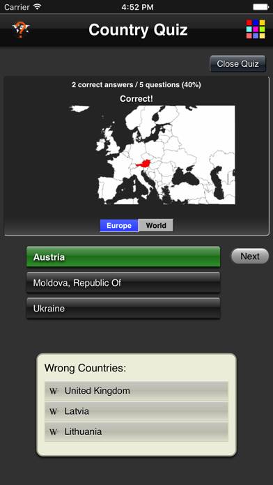 Country Quiz Captura de pantalla de la aplicación #3