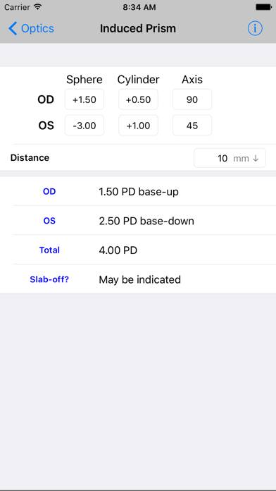 Optics Clinical Calculator App screenshot #2