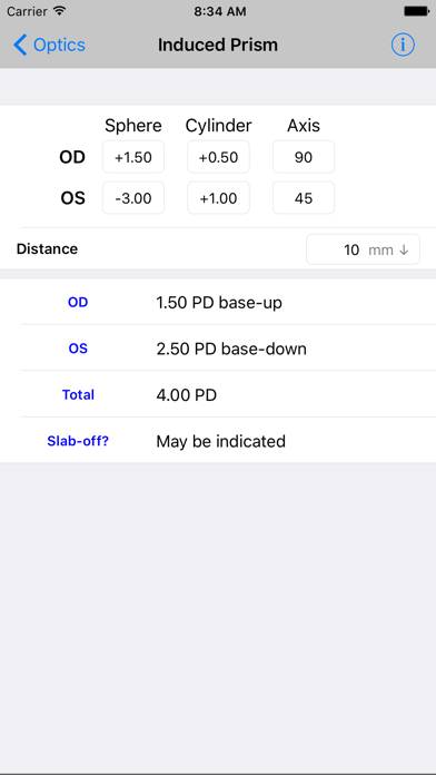 Optics Clinical Calculator App-Screenshot