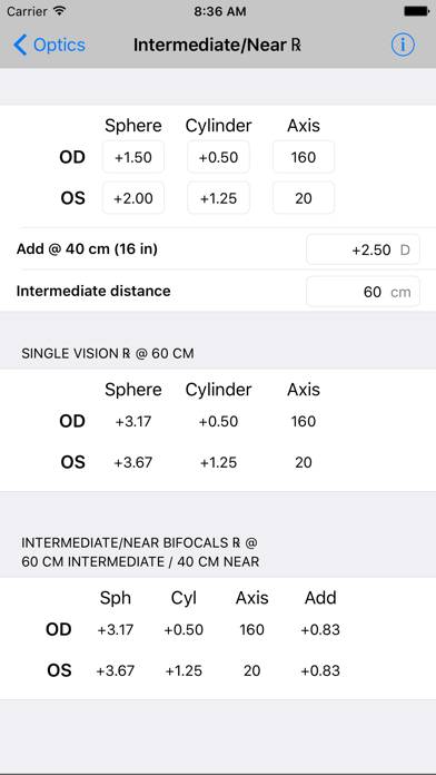 Optics Clinical Calculator Captura de pantalla de la aplicación #3