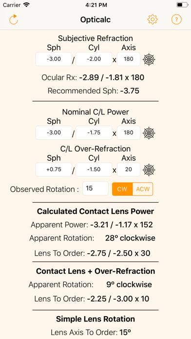 Opticalc Contact Lens Calc App screenshot #1