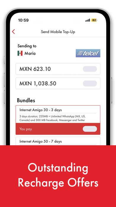 Rebtel: Ring och fyll på data App skärmdump