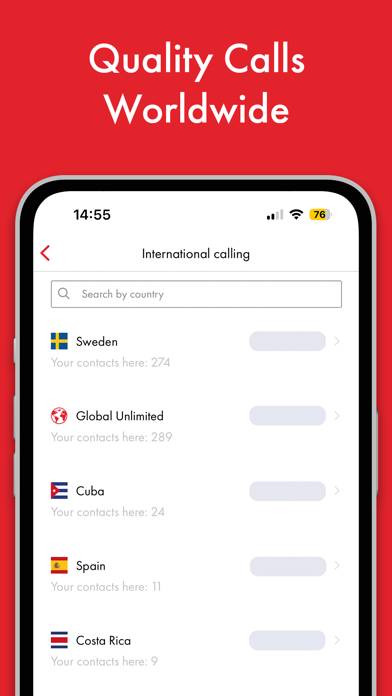 Rebtel: Ring och fyll på data App skärmdump