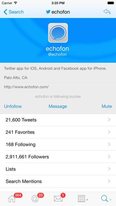 Echofon Pro for Twitter App screenshot