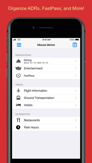 Mouse Memo Trip Organizer App screenshot