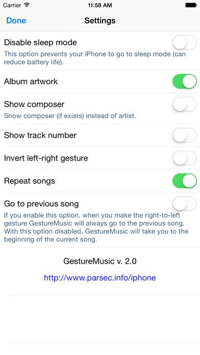 Gesture Music car player App screenshot