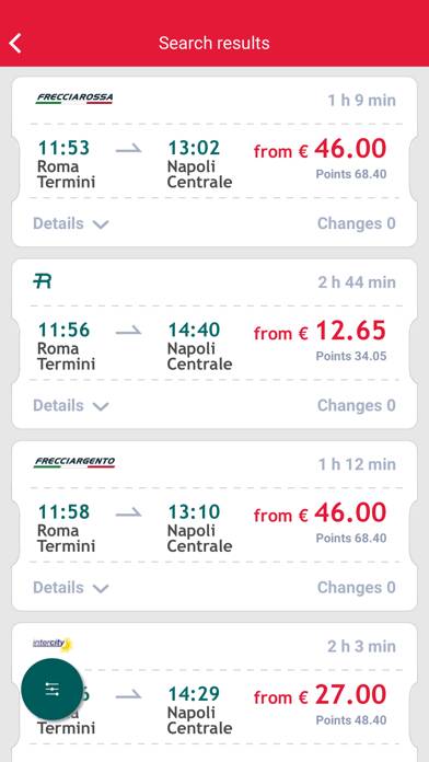 Trenitalia App skärmdump #2