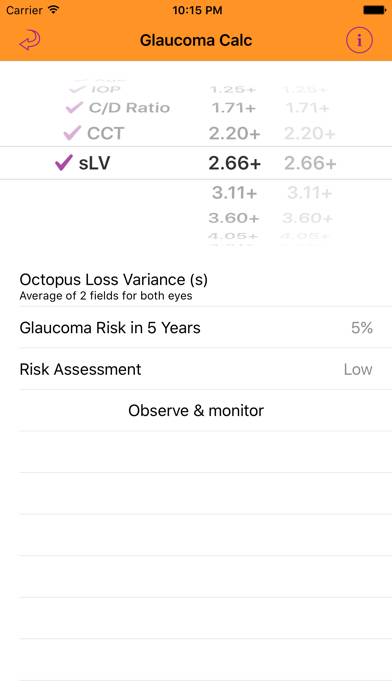 Glaucoma Calc Captura de pantalla de la aplicación #1