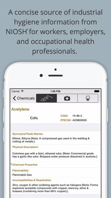 Chemical Hazards Pocket Guide App screenshot #1
