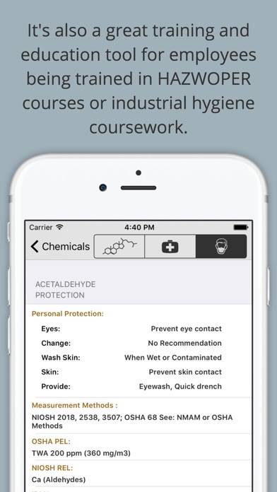 Chemical Hazards Pocket Guide App screenshot