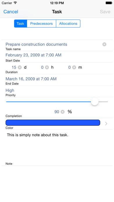 Project Planner Captura de pantalla de la aplicación #4