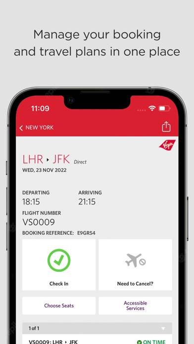 Virgin Atlantic App screenshot