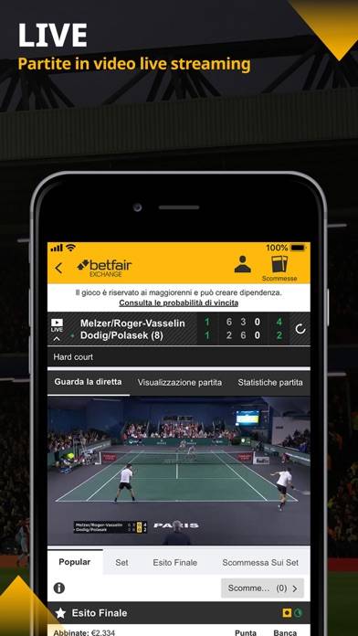 Betfair Exchange Schermata dell'app