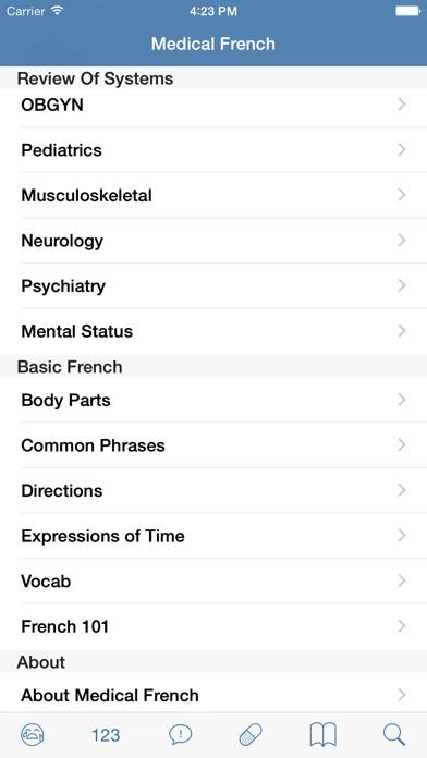 Medical French: Healthcare Phrasebook Captura de pantalla de la aplicación #2