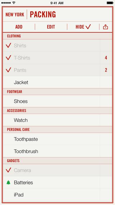 Travel List – Trip Packing App-Screenshot #1