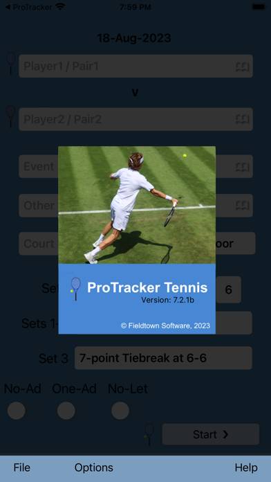 ProTracker Tennis App screenshot #1