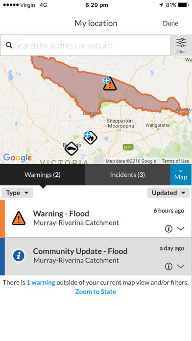VicEmergency App skärmdump