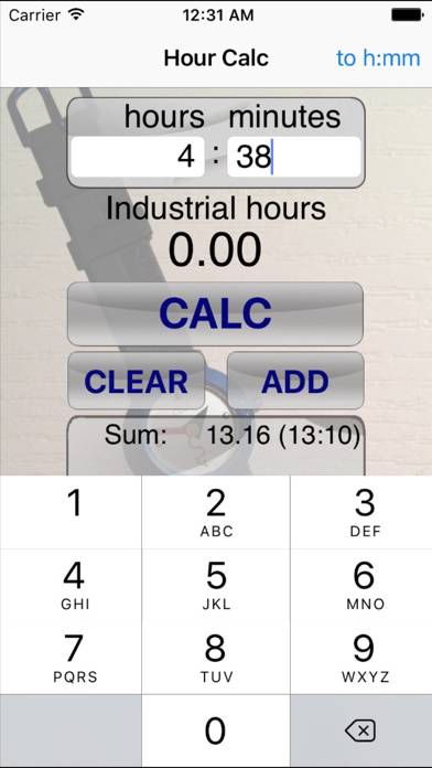 Hour Calc App-Screenshot #1