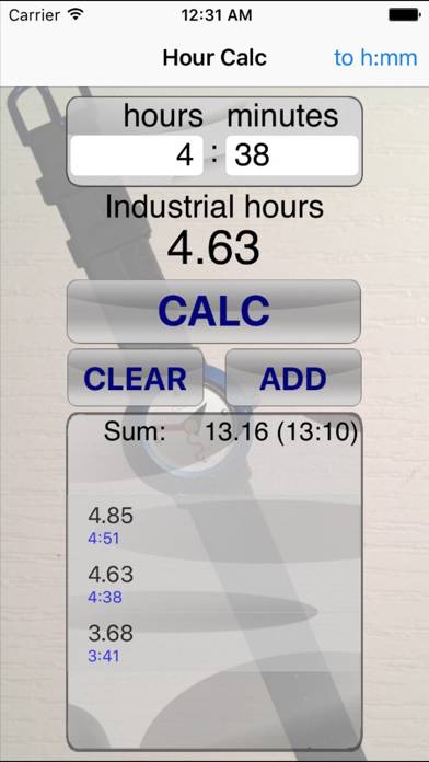 Hour Calc App-Screenshot #2