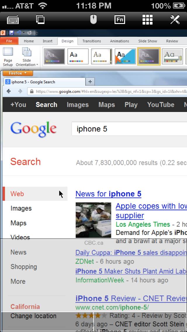Conexión al PC Captura de pantalla de la aplicación