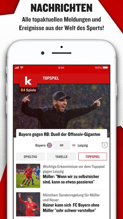 kicker Fußball News Bildschirmfoto