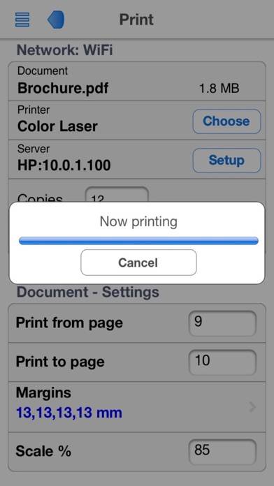 PrintCentral for iPhone Schermata dell'app