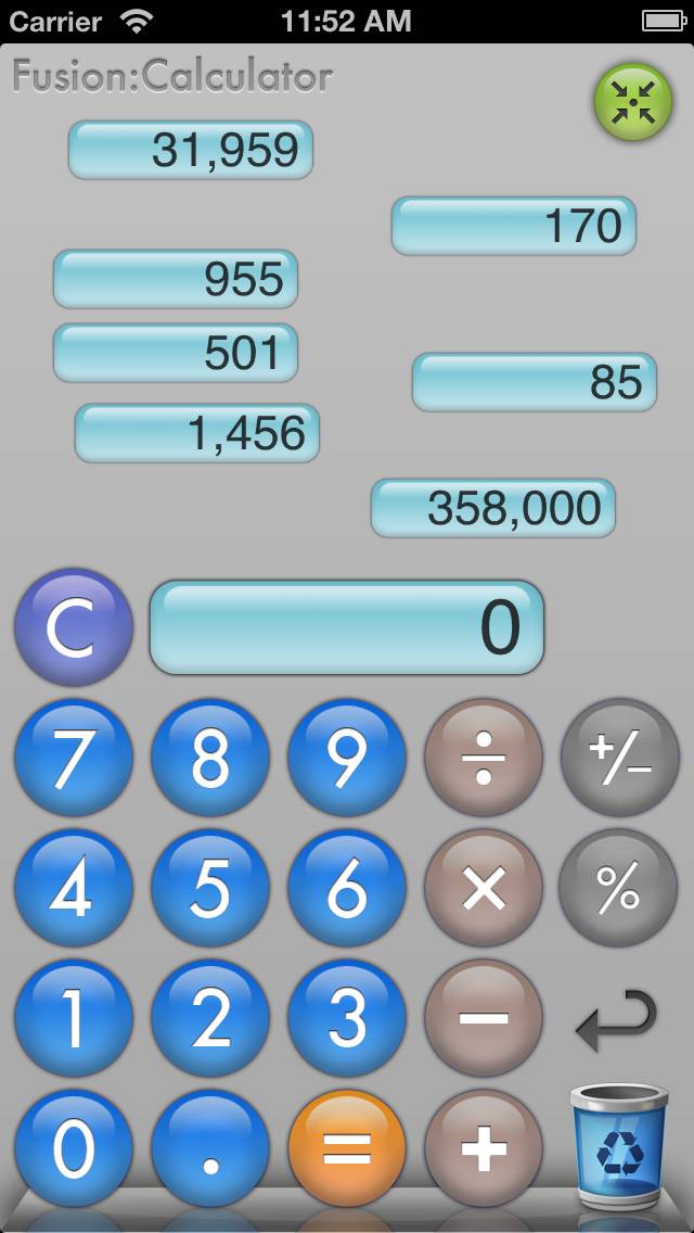 Fusion Calculator Captura de pantalla de la aplicación