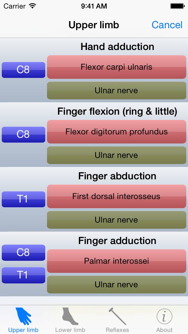 Myotomes App screenshot